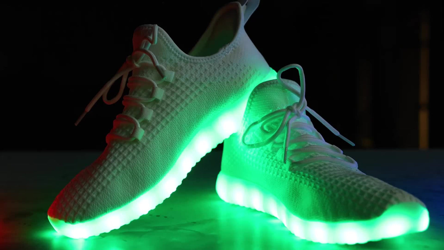 Women Men Light Up Shoes, USB Charging LED Shoes, Adult Halloween Mesh Light Up Fever Trainers, Dancing Flashing Sneakers USB Charging Dancing Shoes with Fibre Optic LED for Women Men Flashing Shoes for Festivals, Christmas, Halloween And Parties