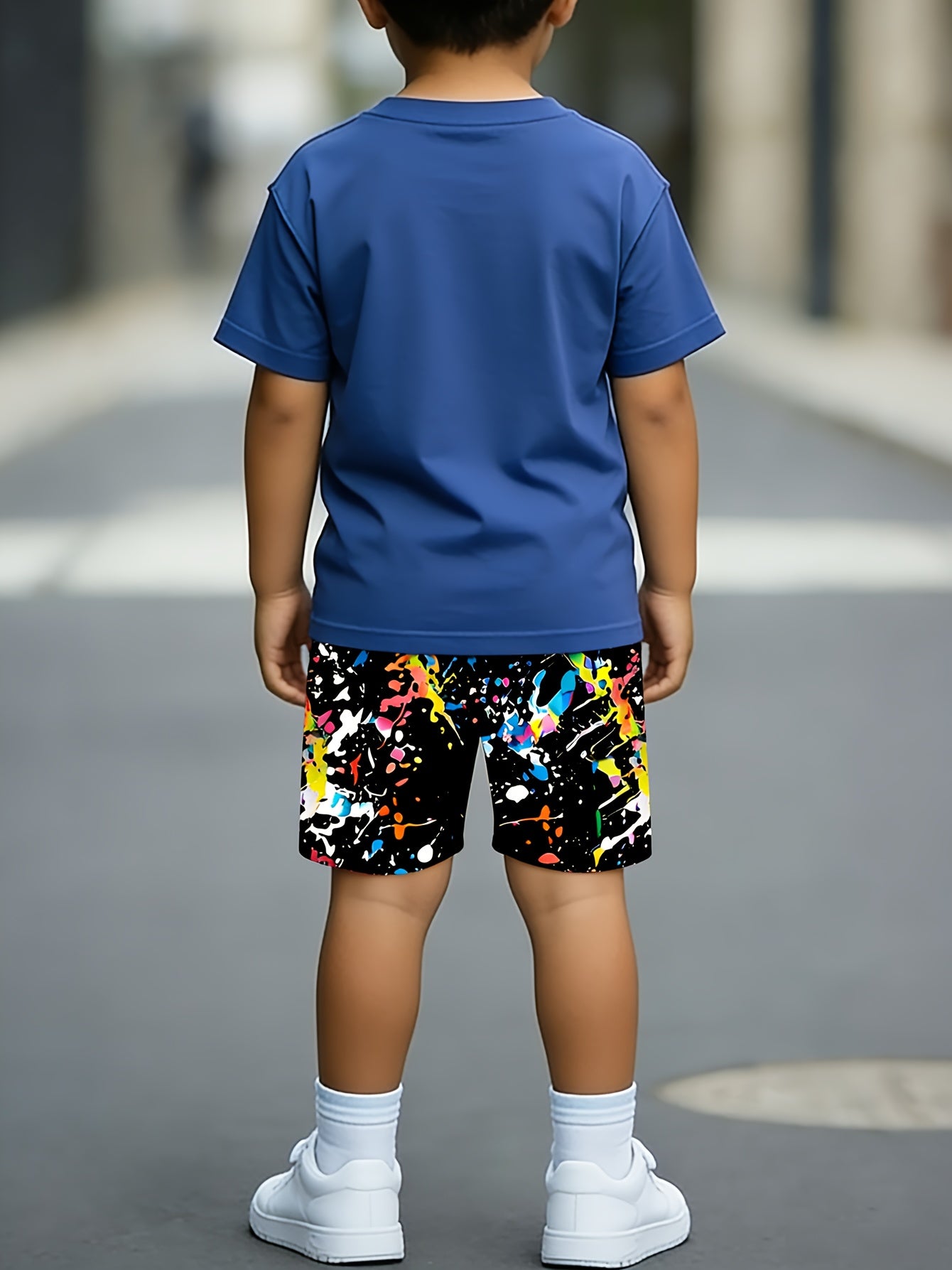 3-10Y Boys & Girls Children's Outfit Set: Trendy Letter T-Shirt + Colorful Breathable Shorts, Perfect for Outdoor