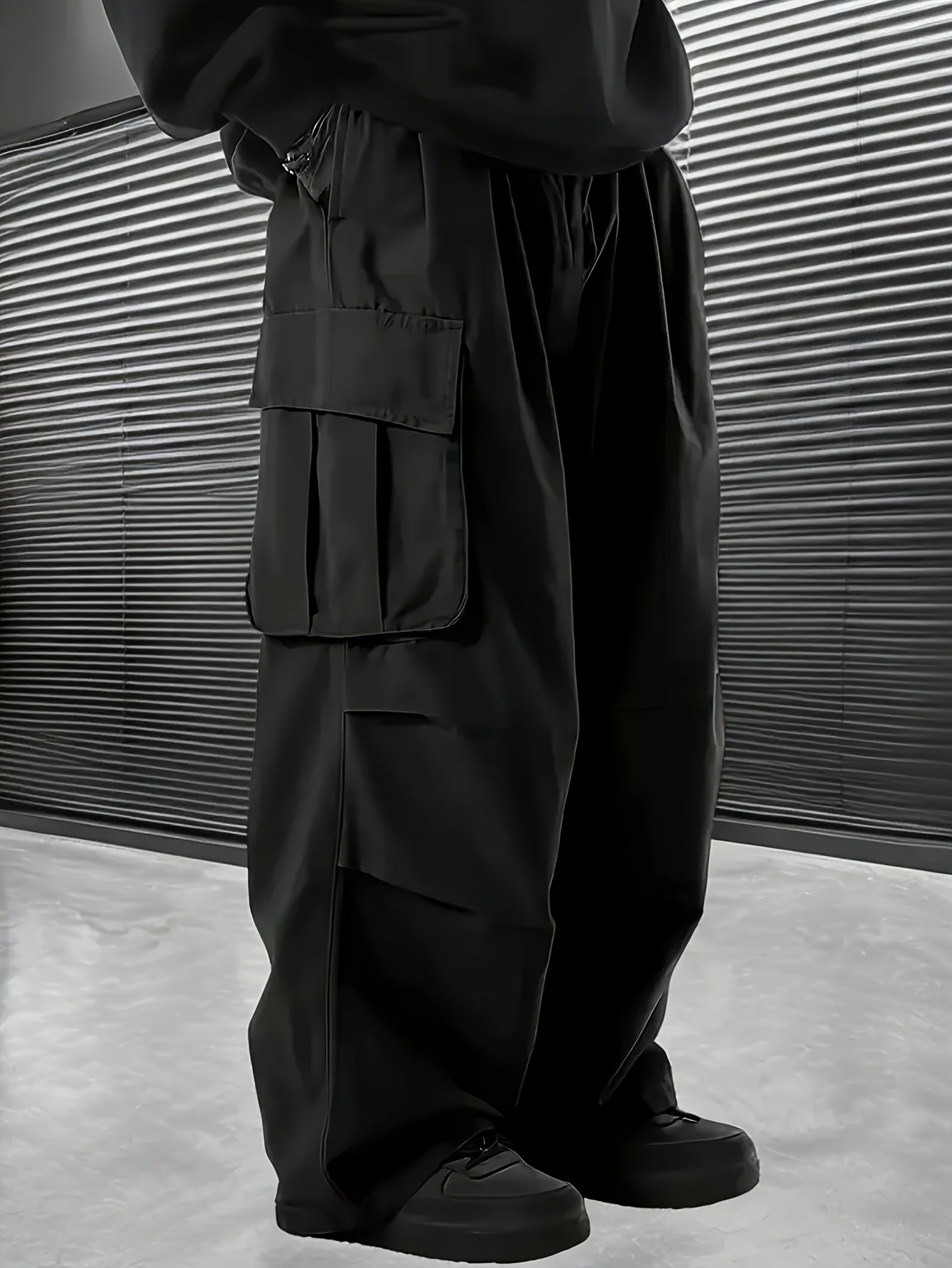 Men'S Plus Size Cargo Trousers - Casual Style for Spring And Autumn, Multi-Pocket Straight Leg Pants for All Seasons with Drawstring, Versatile Fashion, Wide Leg Design, Comfortable Casual Wear | Stylish Cargo Trousers | Comfortable Fit Pants
