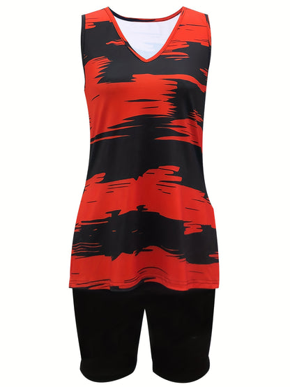 Set of a Sleeveless Tank Top with a V-Neck for Women And Fitted Shorts in a Solid Color