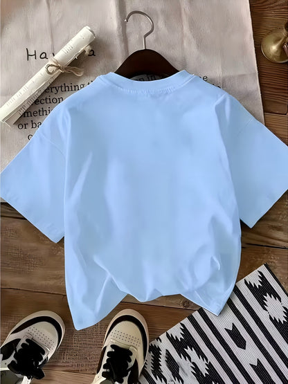 Local Delivery - Autumn Comfort Unisex T-Shirt, Smile Daisy Embroidery Print Short Sleeve T-Shirt, Thanksgiving and Christmas Gift, Holiday Celebration Apparel, Machine Washable, Women's Short Sleeve, Men's Short Sleeve, Fun and Comfortable Style