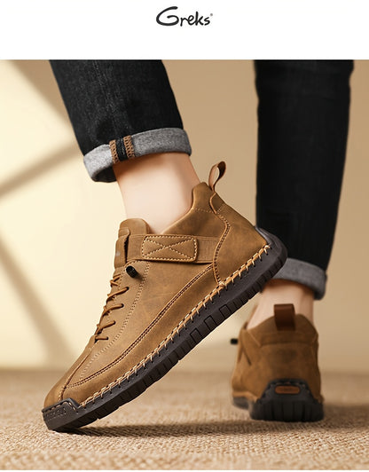 GREKS Men' Ankle Boots Slip-On/Lookout Suitable for Walking Driving Shoes, Lightweight Mid-Top Loafers with Cushioned Sole & Traction, Upper for Casual, Office, Semi-Formal Use - Spring/Fall Seasonal Footwear