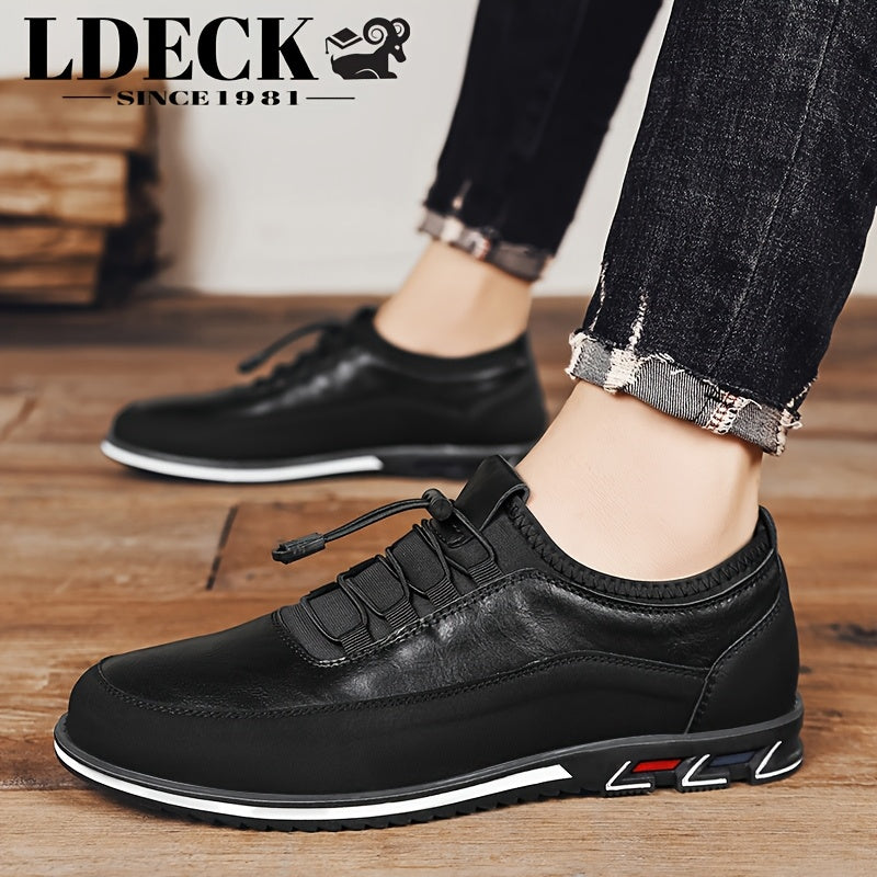 LDECK Mens Elastic Band Loafers Soft Lining For Comfortable Walking Durable Outsole Classic Modern Look Perfect Commuter Shoe Gift Choice