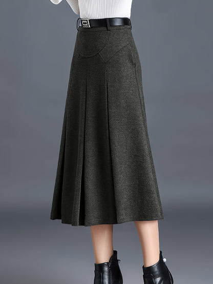 Women's Black Wool High-Waist Pleated Skirt - product view 20