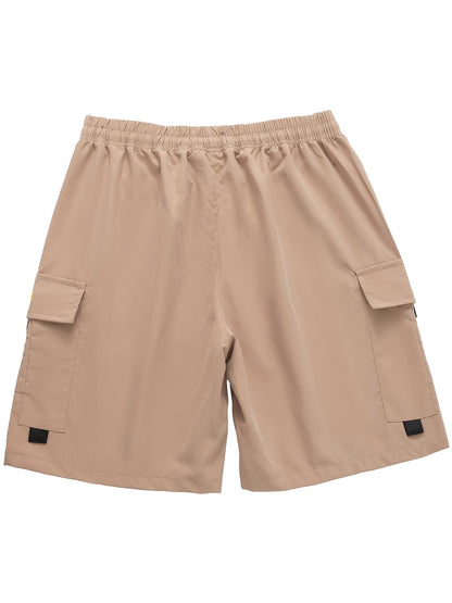4pcs Men's Cargo Shorts, Elastic Waist Drawstring, Quick Dry Workout Shorts with Multi Pockets, for Gym, Fitness, Golf & Outdoor Activities, Loose Fit Casual Workwear- Breathable & Lightweight, Elastic Drawstring Waist, Multi-Pocket Design