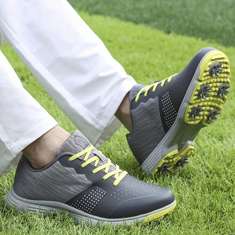 Men's Comfy Golf Shoes Spikes Breathable Outdoor Golf Training Sport Sneakers Non Slip, Spring And Autumn