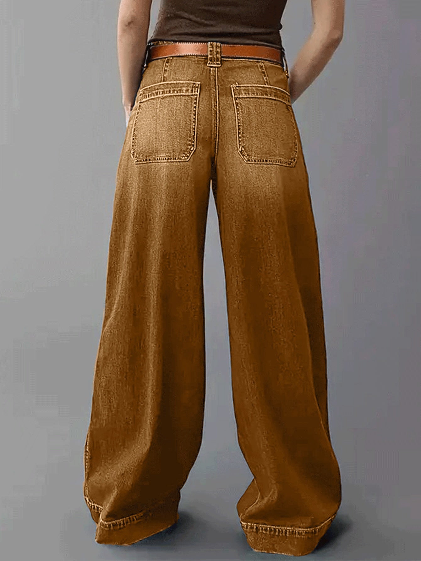 [High Waist Stretchy Jeans] 1pc Women's Casual High Waist Stretchy Wide Leg Jeans - Loose Denim Pants, Breathable & Comfortable for Daily Outings, Shopping, Casual Gatherings (Sizes S-XXL)