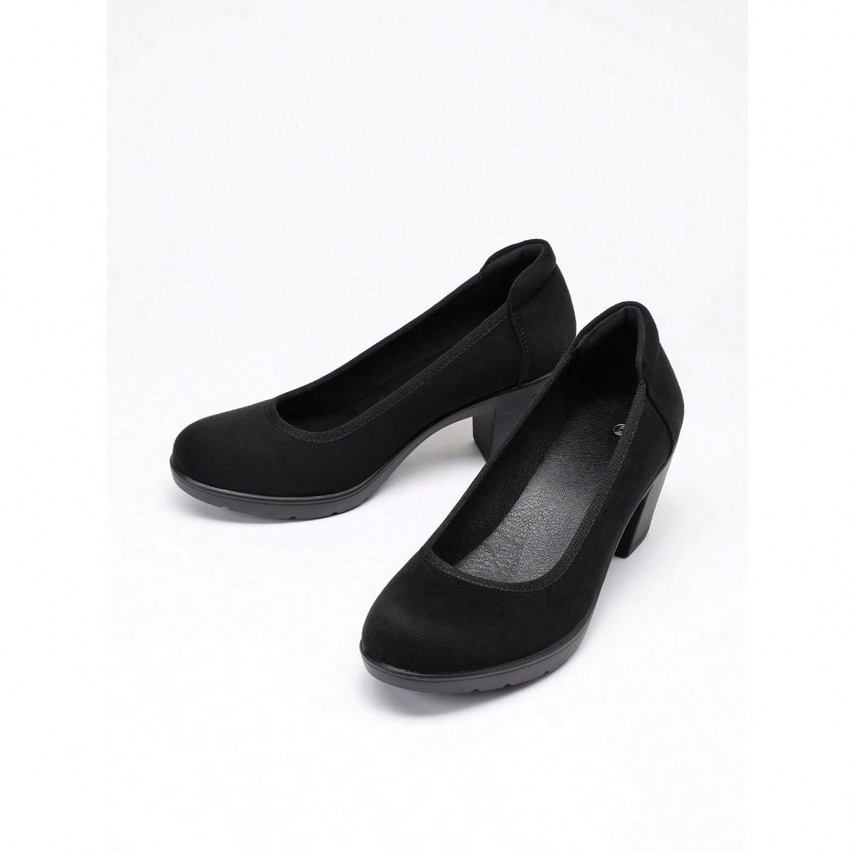 Women'S Block Heel Pumps Work Shoes Office Lady Round Toe High Heels Dress Shoes, Women Shoes
