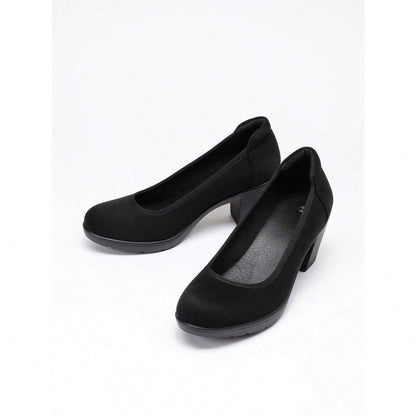 Women'S Block Heel Pumps Work Shoes Office Lady Round Toe High Heels Dress Shoes, Women Shoes