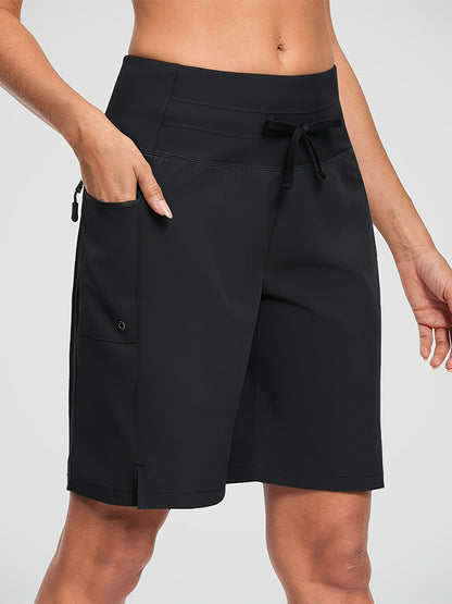 Women's 9" Quick Dry High Waisted Swim Board Shorts with Zipper Pockets 50+ Beach Shorts for Women with Liner