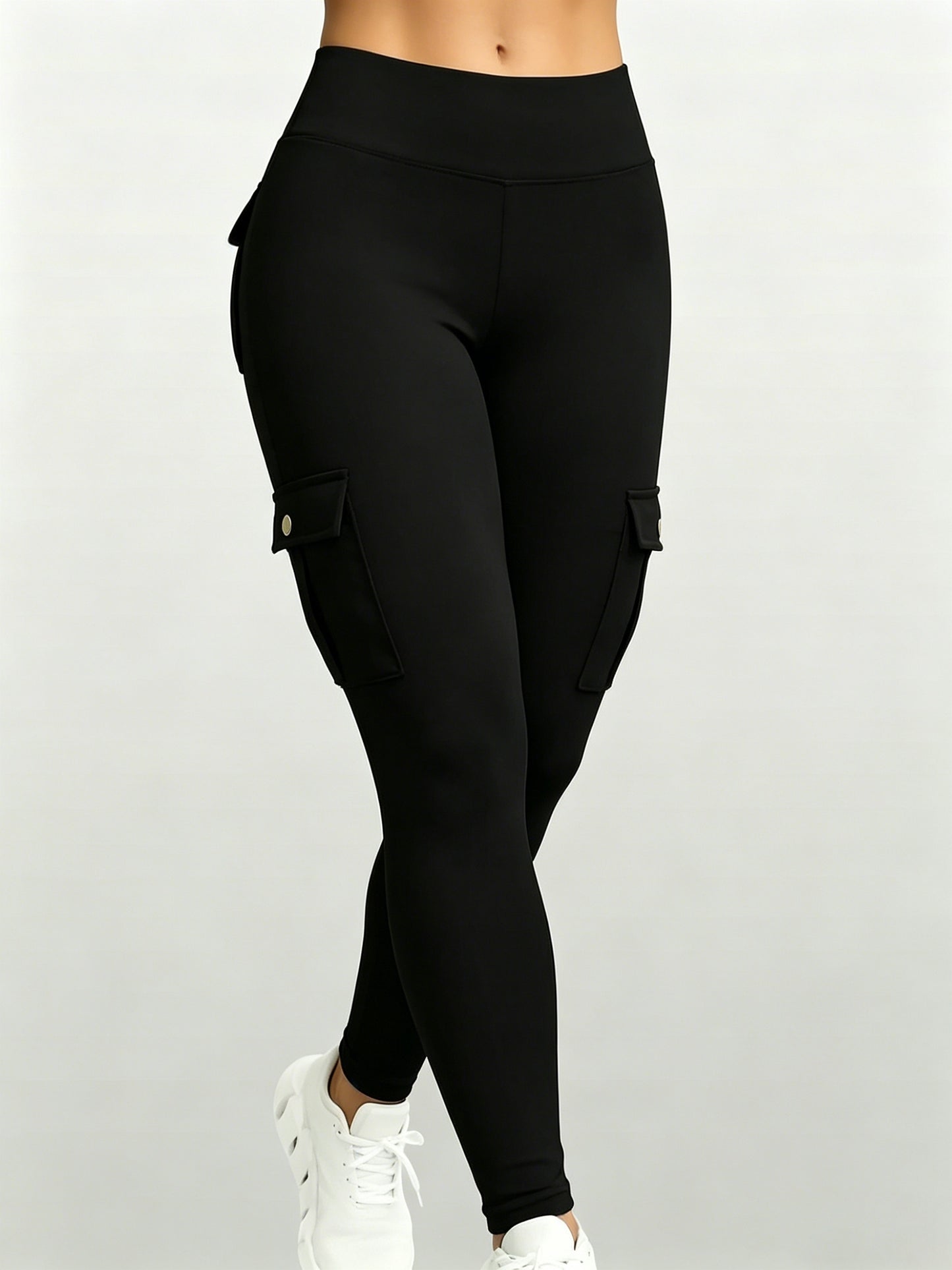 Large-size Women'S Stretchy High-waist Fitness Pants With Multiple Pockets, Breathable And Lightweight Yoga Pants, High-waisted Pants For Toning The Waist And Abdomen, Suitable For Running, Fitness, Yoga, And Casual Outings