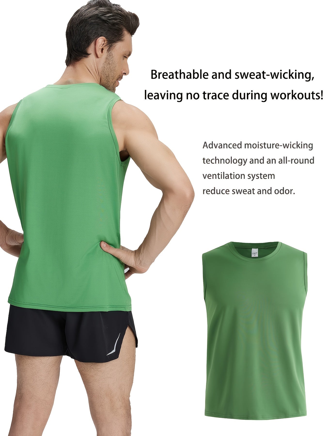5pcs Men's Quick-Dry Sleeveless Athletic Vests - Breathable Moisture-Wicking Shirts, Solid Color Round Neck Gym Wear Suitable for Sports, Fitness, Outdoor Activities, Spring & Summer, Machine Washable Sleeveless