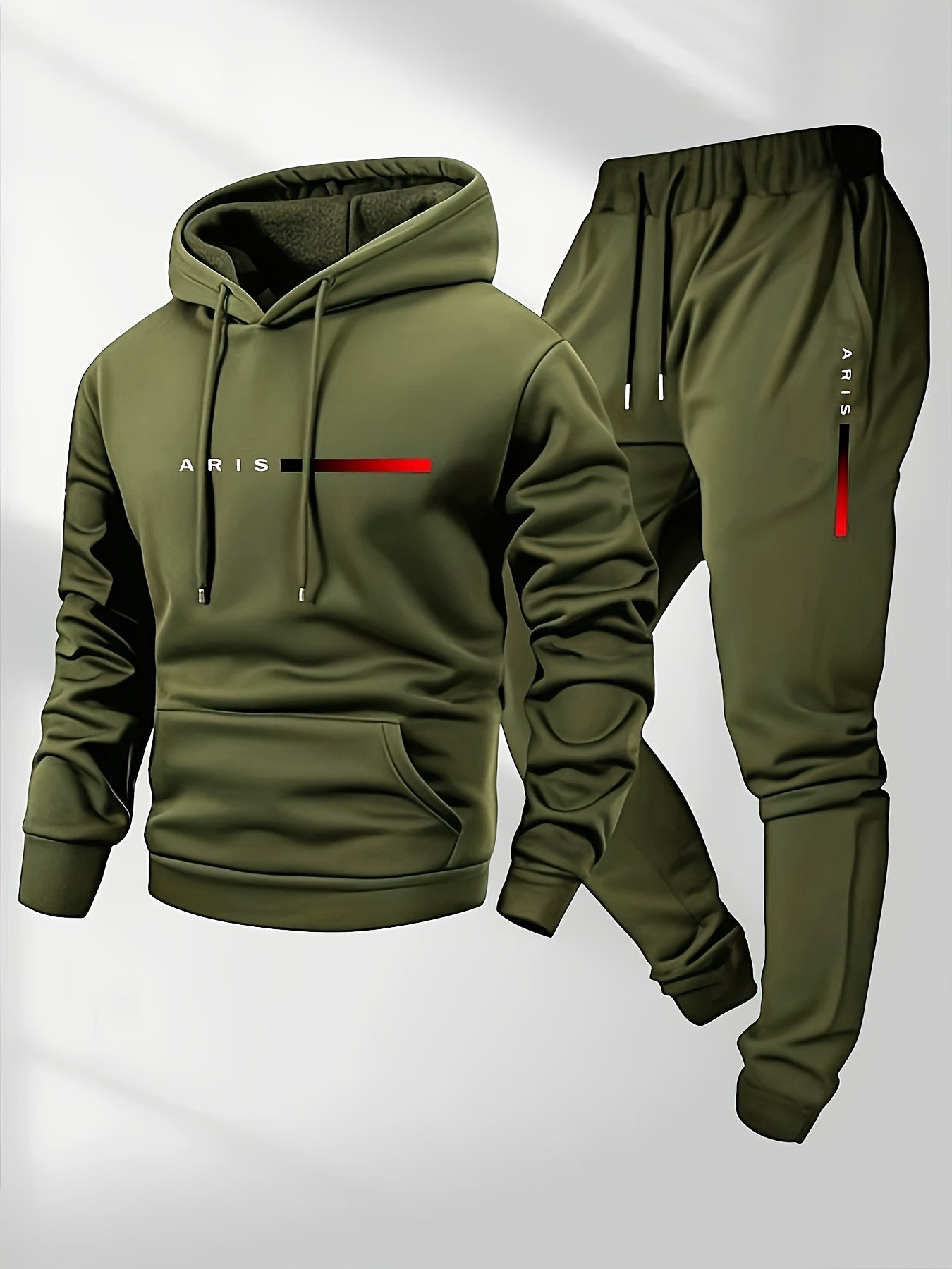 Men'S PARIS Letter Print Hoodie And Drawstring Sweatpants Set
