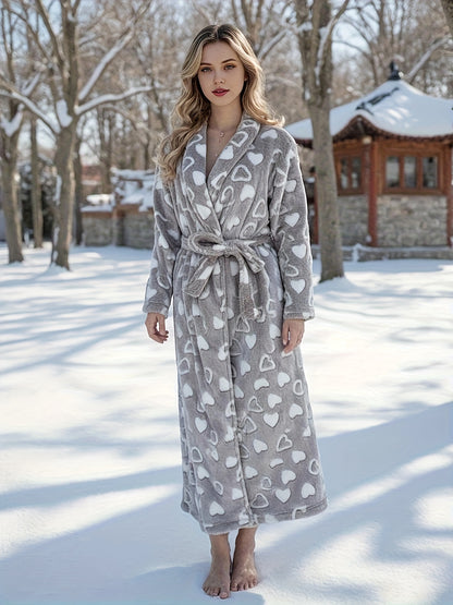 Autumn And Winter Flannel Pajamas Women's Reversible Thickened Women's Belted Dressing Gowns Loose Warm And Comfortable Home Clothes
