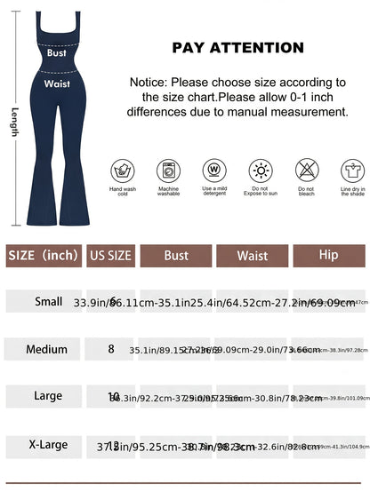 2pcs Women Flare Jumpsuit, Square Neck Hollow Out Backless Sexy Hip Folds, for And Daily Wear Women'S First Choice for Christmas And Thanksgiving Gifts