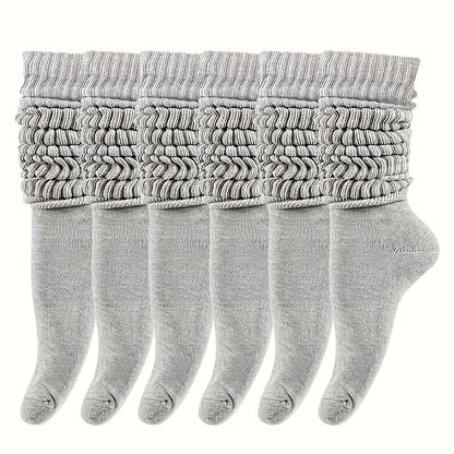 6 Pairs Of Women's Pile Socks, Long Leg Socks, Autumn And Winter, Warm And Comfortable, Soft And Casual High Leg Socks, Leg Covers