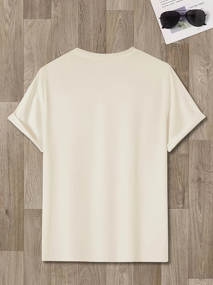 Fashionable Men'S Printed T-Shirt - Classic Summer Casual Crew Neck Short Sleeve T-Shirt, Comfortable And Breathable, Stylish Letter Pattern Design, Trendy Versatile Men'S Wear, a Delightful Holiday Gift