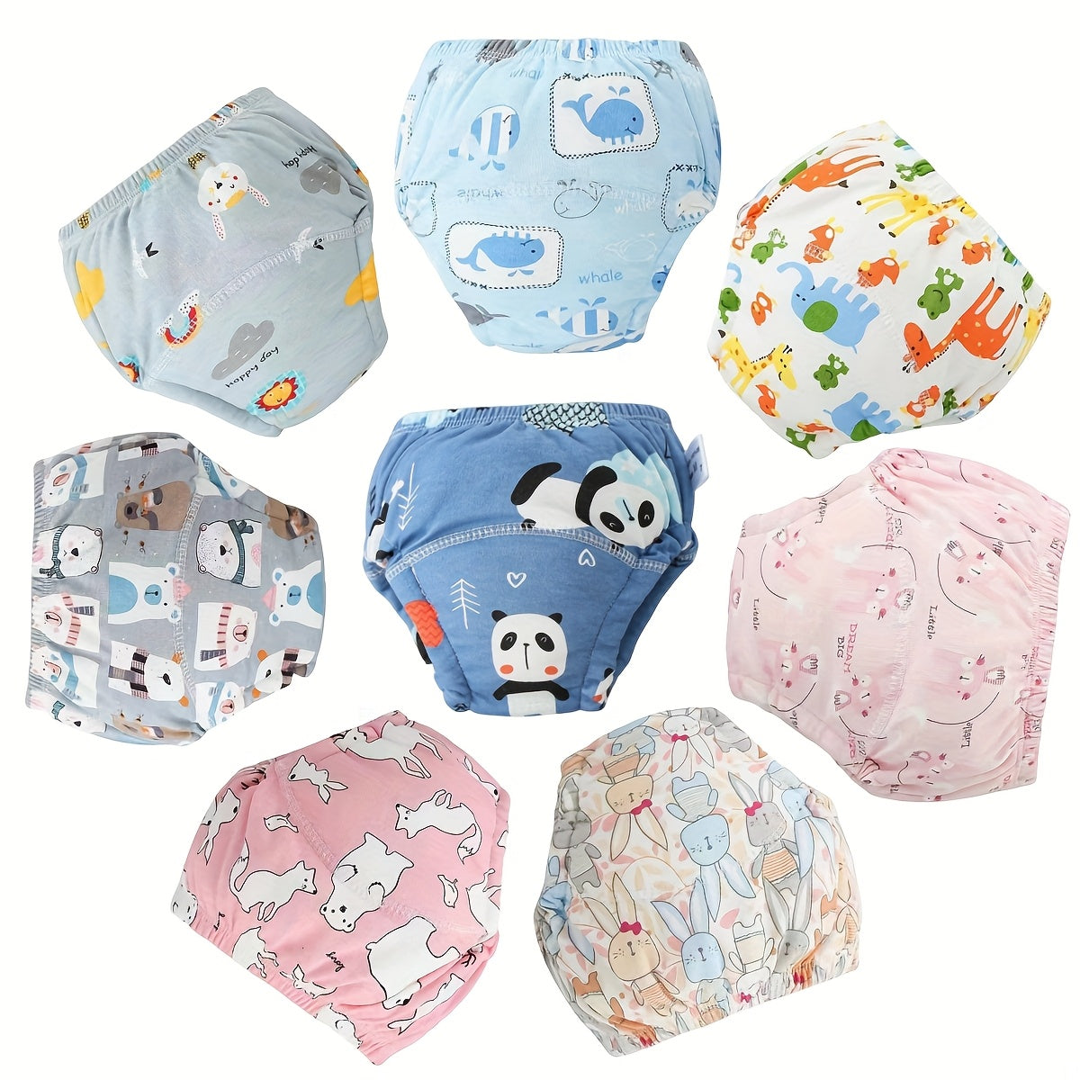 8pcs/4pcs Pack Reusable Cotton Training Pants Suitable for Toilet Training, Washable & Breathable Diapers with Elastic Waistband, Cute Animal Prints (Cute //Dog Prints), / for &, Potty Training Gifts
