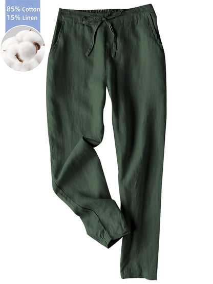 Women's Linen Pants - Summer High Waist Straight Leg Pants with Drawstring | Casual Beach Palazzo Pants | Boho Vacation Trousers for Travel