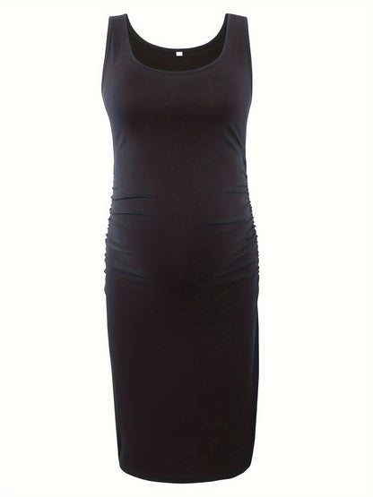 Women Summer Sleeveless Maternity Dress Pregnancy Tank Scoop Neck Mama Clothes Casual Bodycon Clothing