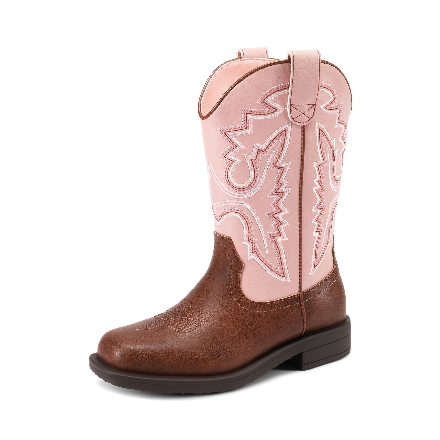 DREAM PAIRS Kids Cowboy Boots, Durable Mid Calf Western Riding Boots with Classic Square Toe for Play And Dress Up, for Toddler Boys And Girls