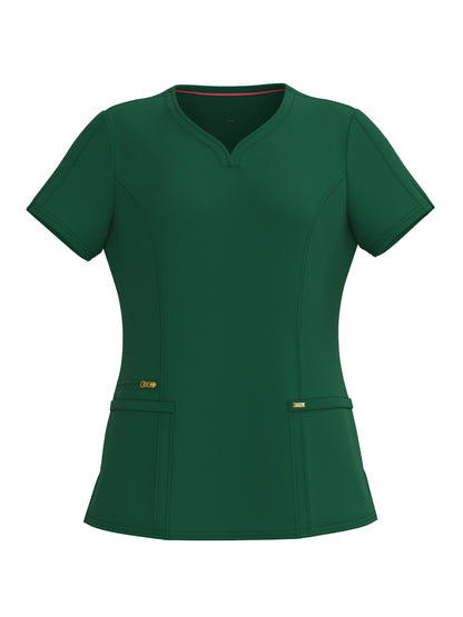 PandaFlex modern neck in Four-Way Stretch Fashion Scrubs Set V-Neck Short Sleeve Scrub Top & Straight Leg Cargo Pants for Nurses with zipper pockets 3372