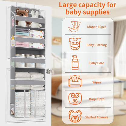 6-Shelf Over-the-Door Organizer - Clear Front and Side Pockets