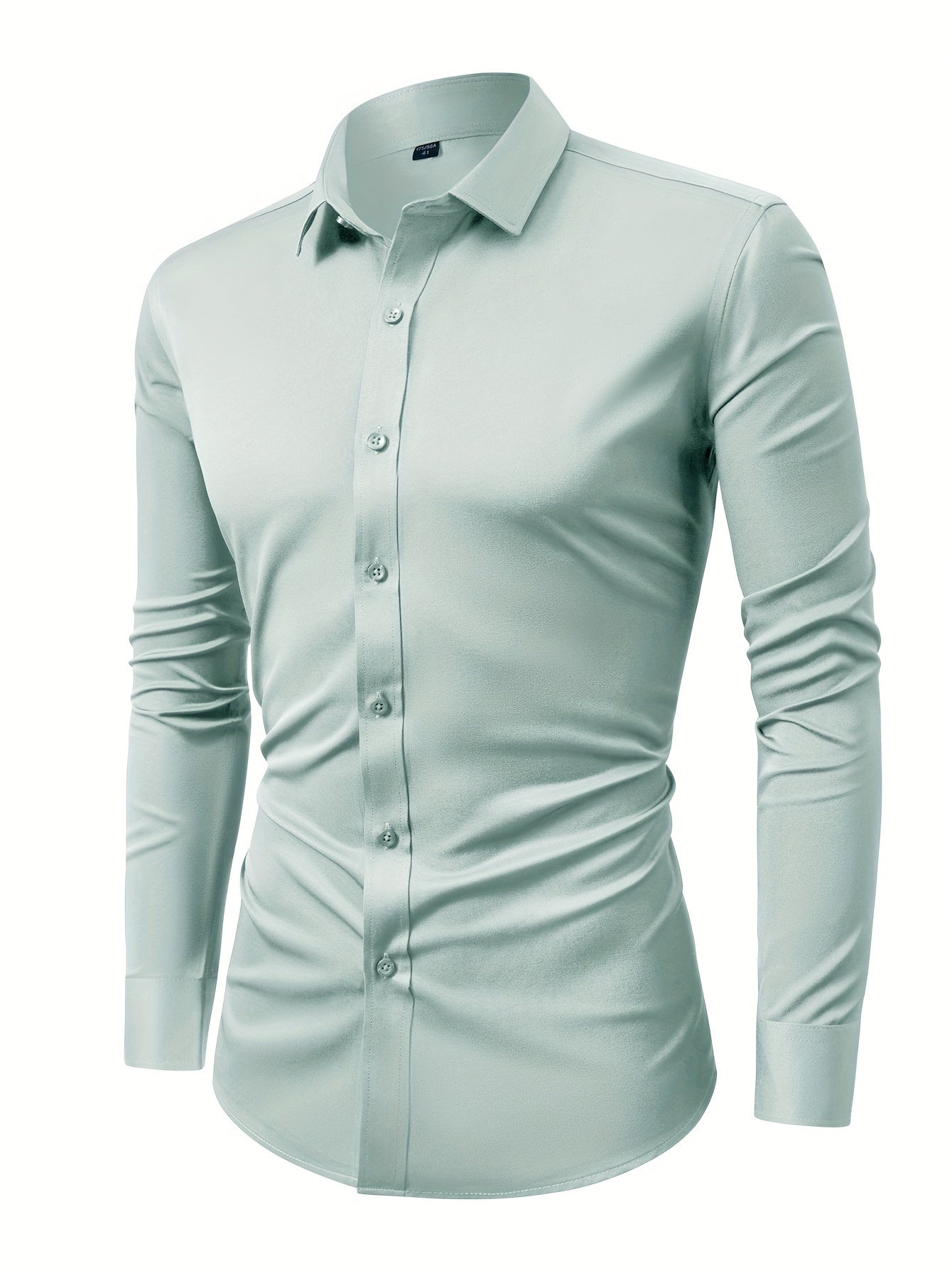 Men'S Long-Sleeve Formal Shirt with a Four-Sided Stretch, Wrinkle-Free Design, Suitable for Business Casual Wear, Ideal for White-Collar Work Environments
