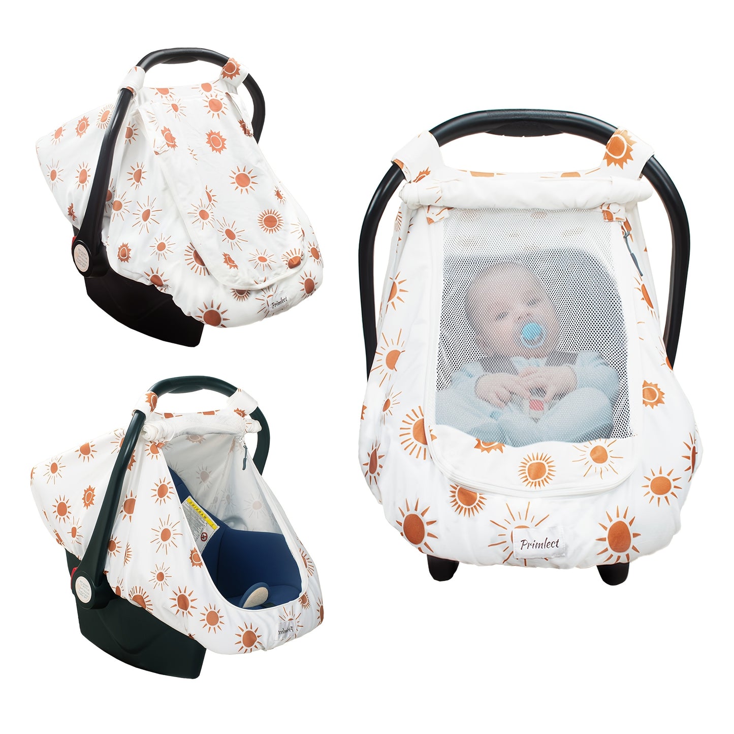 Beavtaens Car Seat Covers for Babies, Breathable and Stretchy Carseat Canopy with Large Window, Kick-Proof & Windproof, for Boys Girls