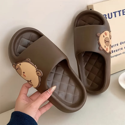 XIXITIAO  Summer Slippers for Men and Women, EVA Flip-flops for Bathrooms, Indoor and Outdoor Comfort, Open-toe One-foot Flip-flops for Couples, Cute Home Shoes, and Capybara Summer Flip-flops, Women Shoes