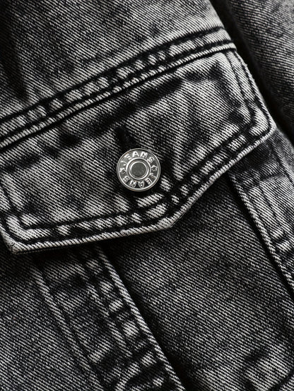Men's Casual Thick Denim Jacket | Non-Stretch Fabric, Single Breasted, Regular Fit, Long Sleeve, Button Closure, Solid Color with Pockets