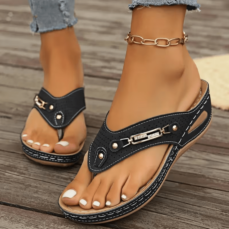 [Clip Toe Thong Sandals] 2026 New Women's Clip Toe Thong Sandals - Thick Elevated Sole, Fashionable Non-Slip Beach Shoes, Lightweight And Versatile for Casual Vacation, Comfortable Soft Sole, Plus Sizes Sandals, Women Shoes