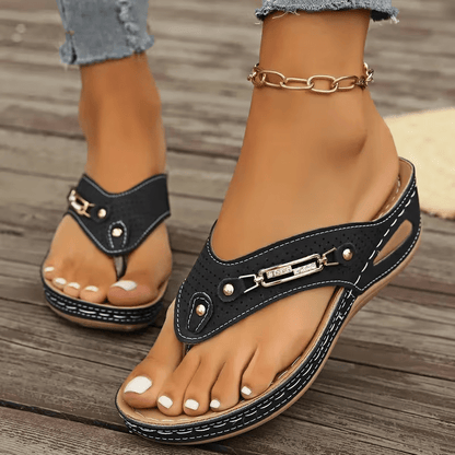 [Clip Toe Thong Sandals] 2026 New Women's Clip Toe Thong Sandals - Thick Elevated Sole, Fashionable Non-Slip Beach Shoes, Lightweight And Versatile for Casual Vacation, Comfortable Soft Sole, Plus Sizes Sandals, Women Shoes