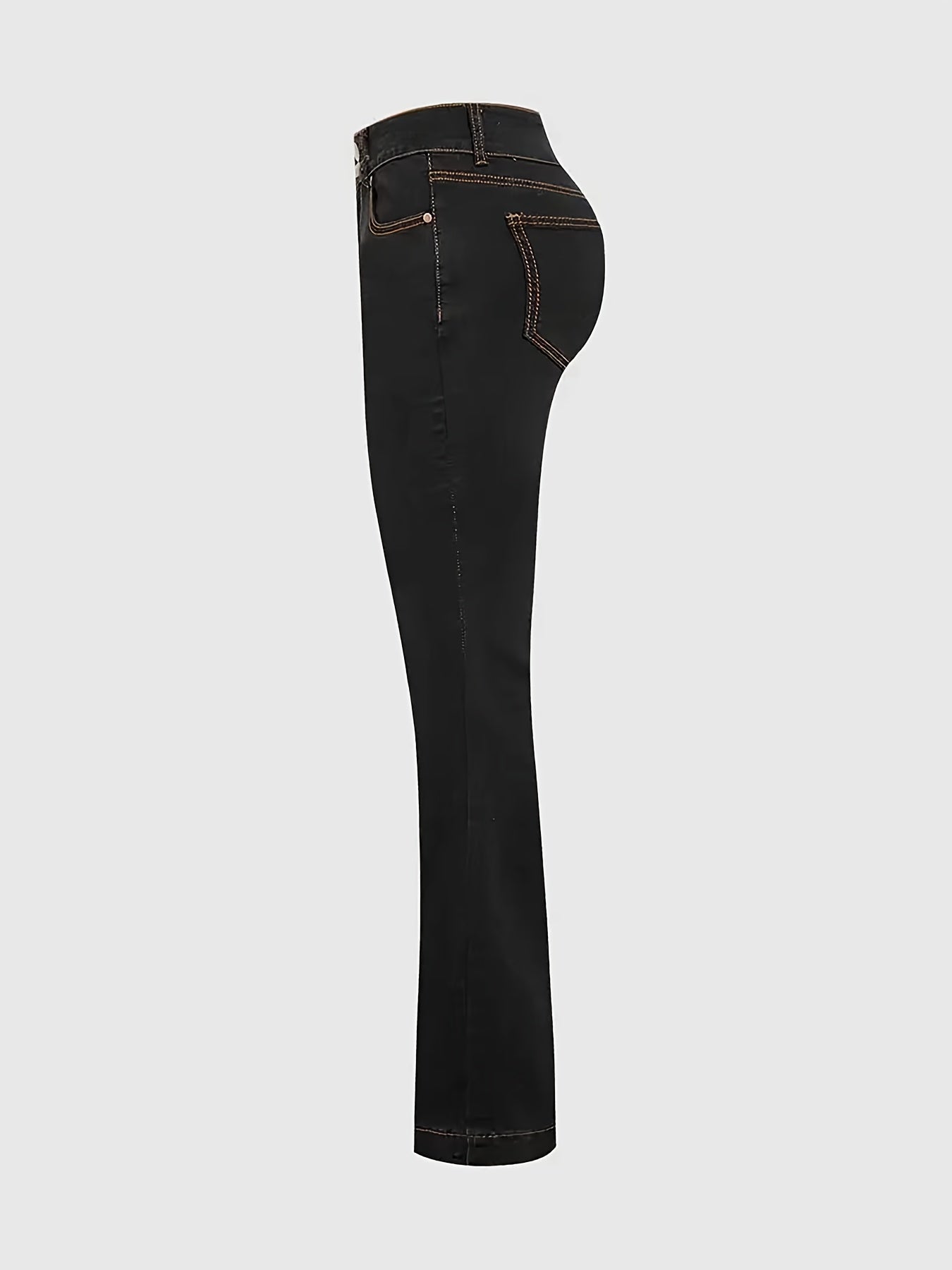 Women'S Classic Five-Pocket Stretch Denim Jeans - Mid-Rise Regular Fit with Button Detail, All-Season Versatile Casual Pants for Home, Travel & Shopping, Comfortable Travel Jeans, Durable Fabric Jeans