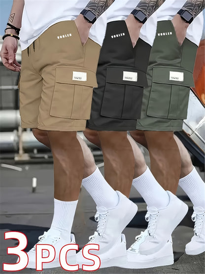 3pcs Set - Men's Shorts, Casual Loose Shorts, Perfect Choice, Large Pocket Workwear Shorts, Summer Workwear Shorts Men's Five Quarter Pants Ins Trendy Straight Leg Casual Five Quarter Shorts Couple Basketball Pants