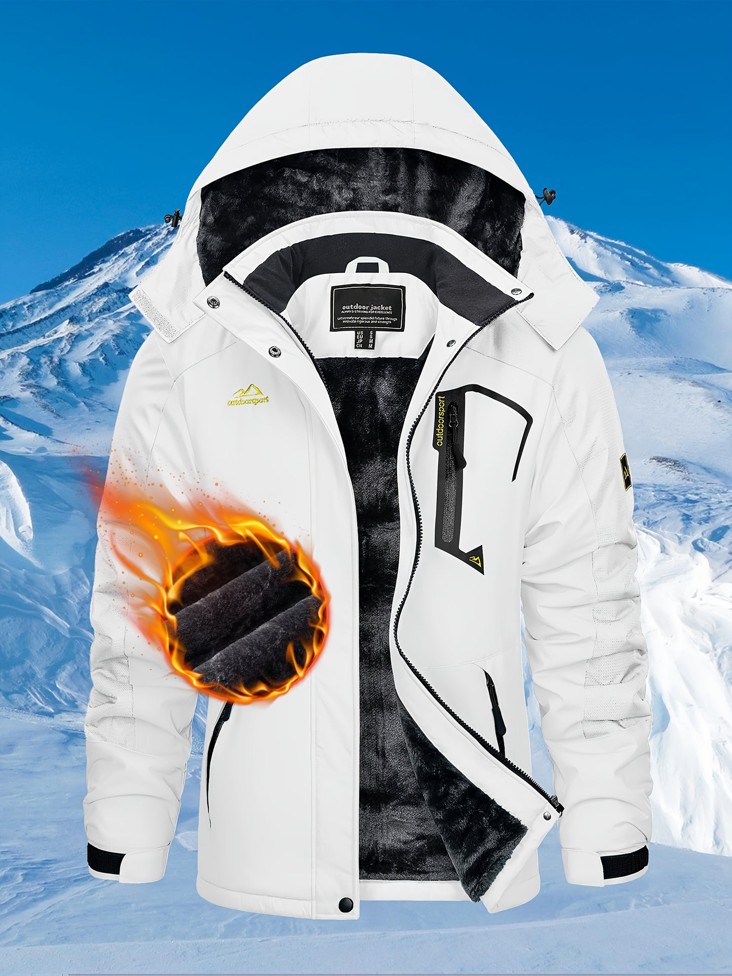Women'S Warm Ski Jackets Winter Windproof Thermal Fleece Lined Coats Outdoor Detachable Hooded Heavy Weight Thick Jacket Camping Climbing Traveling Snowboard Windbreaker