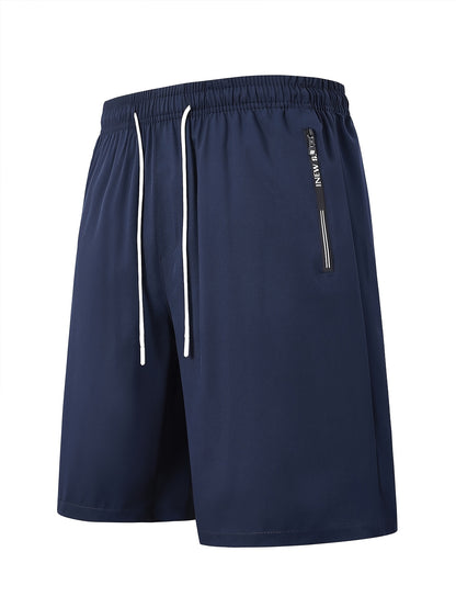 5pcs Pc (5-Color Multi) Men's Summer Athletic Shorts with Elastic Drawstring Waist & Zipper Pockets - Lightweight Breathable Fabric, Regular Fit Mid-Rise Suitable for,, Gym, Casual Wear - Smooth Texture Shorts