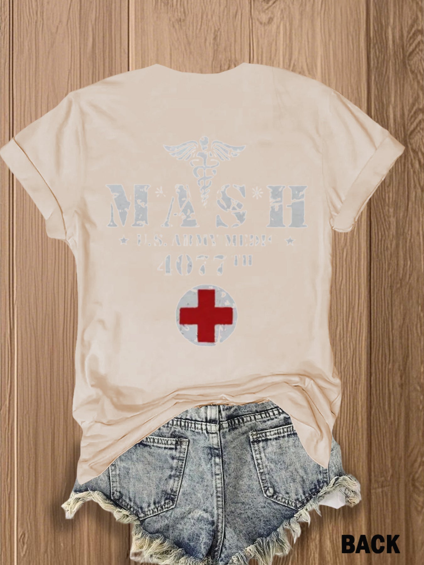 MASH U.S. Army Mobile Hospital Vintage Graphic Tee for Enthusiasts -  Style Double-Sided Print -blend T-shirt with Double-sided Print