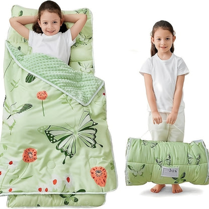 Toddler Nap Mat - Rolled Pillow and Blanket Set