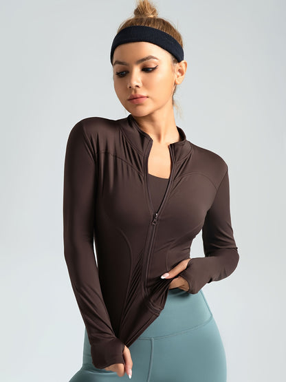 Women'S Peach-Print Quick-Dry Sports Top - Ultra-Lightweight Fitness Jacket& Yoga Top With Full-Zip Design - Perfect For Running, The Gym, And Yoga