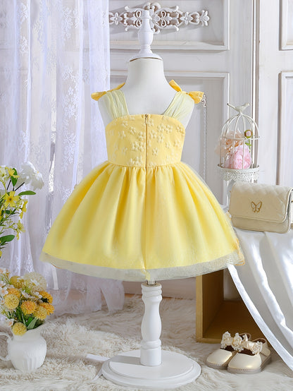 Baby Girl Clothing - School Season Gift - Baby Girl Summer Little Princess Butterfly Net- Elegant And Sweet Adorable Flower Girl Princess Dress, Suitable for Festivals And School Wear. Valentine'S Day Gift. Baby Girl Birthday Gift