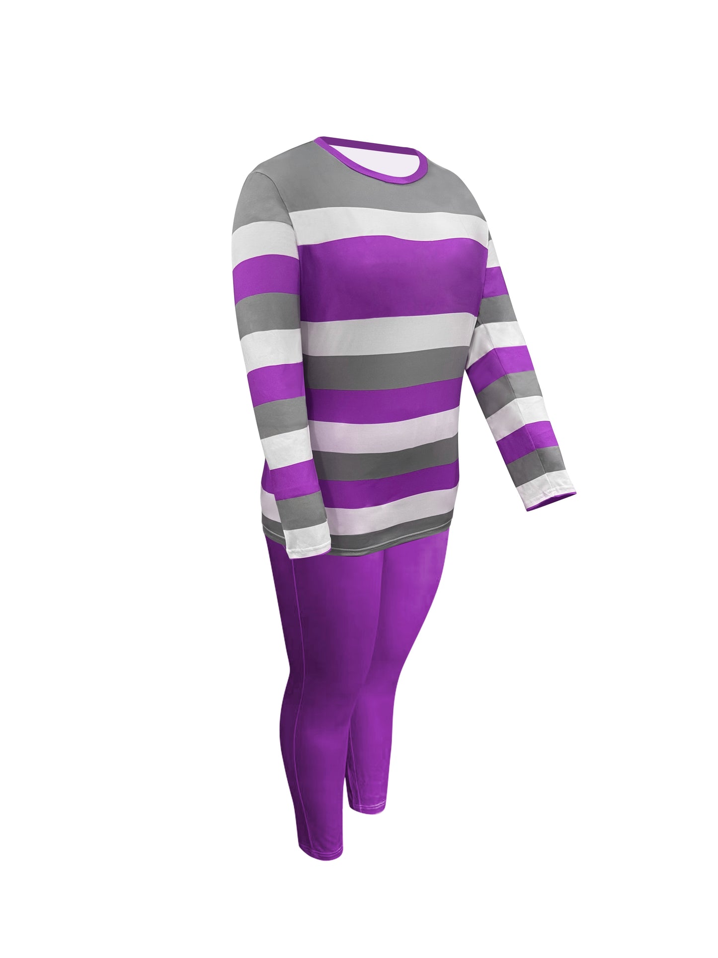 Plus Size Color Block Two-piece Set, Casual Crew Neck Long Sleeve Top & Pants Outfits, Women's Plus Size Clothing