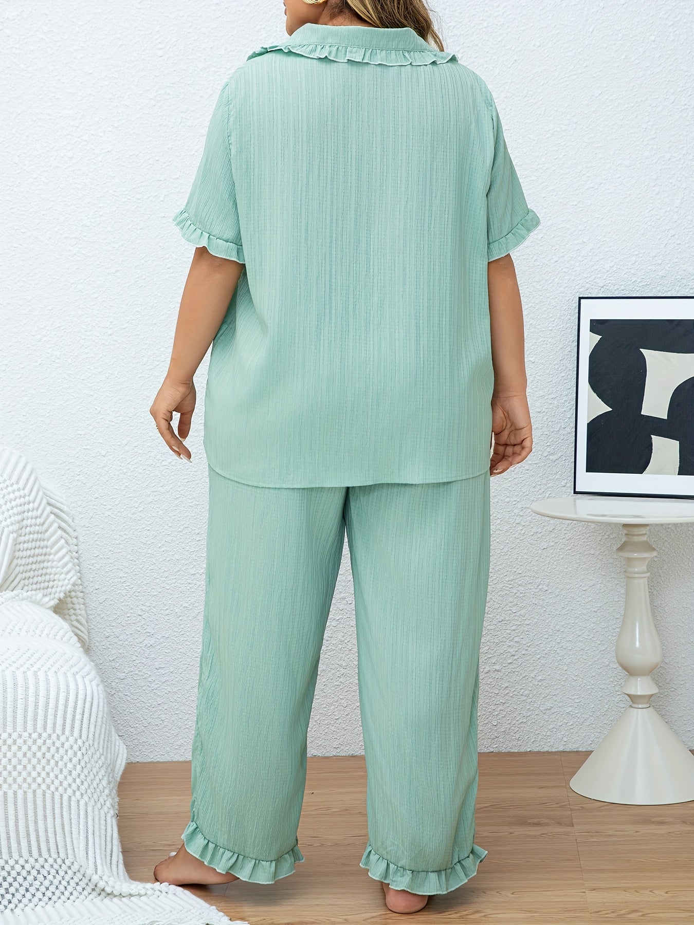 Women'S Plus Size Lounge Wear Set for Spring, Summer, And Autumn, Featuring a Comfortable Top And Pants