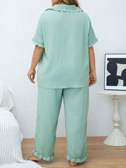 Women'S Plus Size Lounge Wear Set for Spring, Summer, And Autumn, Featuring a Comfortable Top And Pants