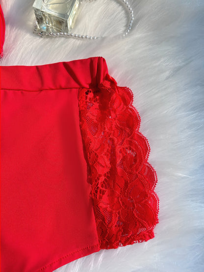 Spring/Summer New Gift Set: Solid Color Lace Trim Halter Neck Tie-Back Button-Up Open-Back Lace Trim Soft Skin-Friendly Sexy Home Sleepwear Set