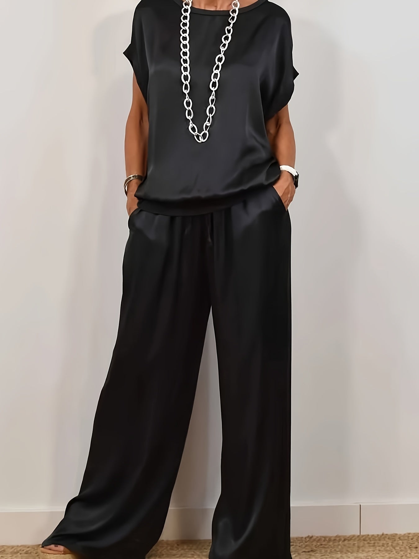 Spring/Summer New Trendy Loose Shirt, Wide Leg Pants, Casual Set