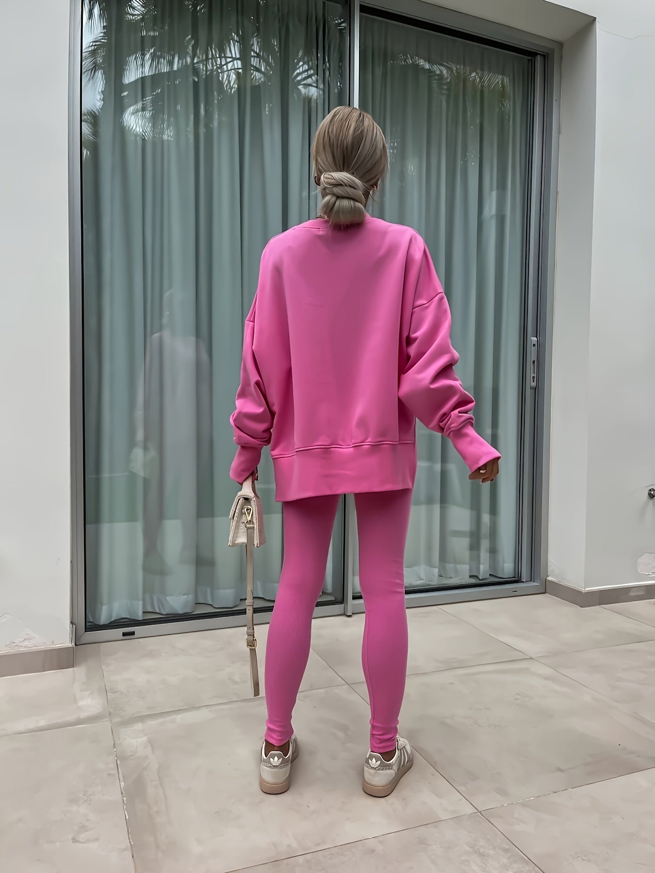 Women'S Spring And Autumn Outdoor Sports Hoodie Set, Women'S Autumn Winter Long Sleeve Solid Color Hoodie Casual Set, Hoodie Top And Pants Yoga Two-Piece Set, Outdoor Running Fitness Set