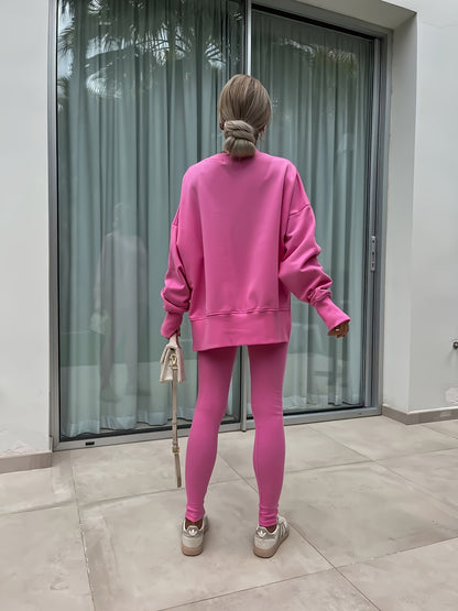 Women'S Spring And Autumn Outdoor Sports Hoodie Set, Women'S Autumn Winter Long Sleeve Solid Color Hoodie Casual Set, Hoodie Top And Pants Yoga Two-Piece Set, Outdoor Running Fitness Set