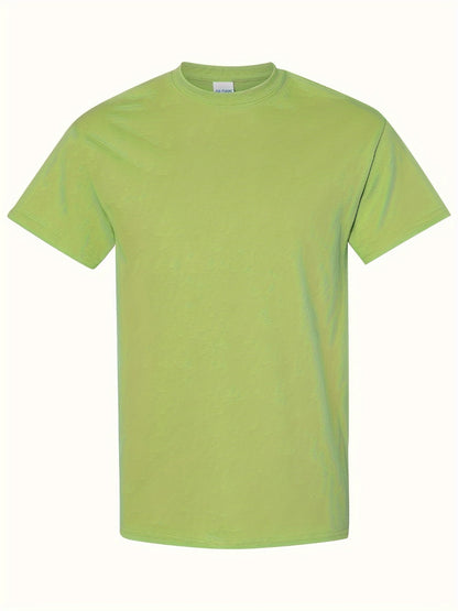 Men's Solid Color T-Shirt - Classic Neck Short Sleeve 079589