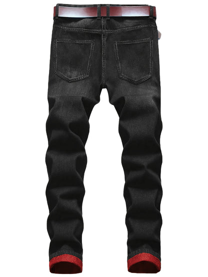 New Spring Style Two-Pack Men'S Jeans: Trendy Ripped Jeans, Black Retro Colorful Casual Pants, Perfect Valentine'S Day Gift